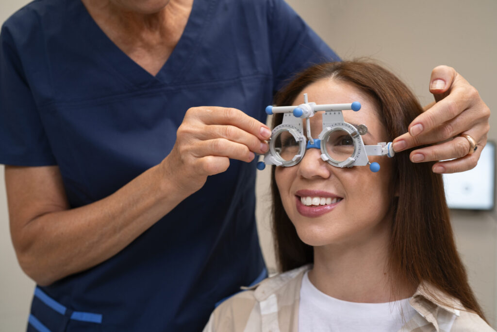 Patient getting an eye examination